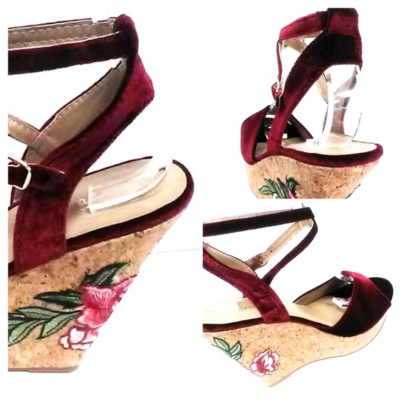 NEW! Burgundy Crush Velvet Wedge! - Picture 2 of 12